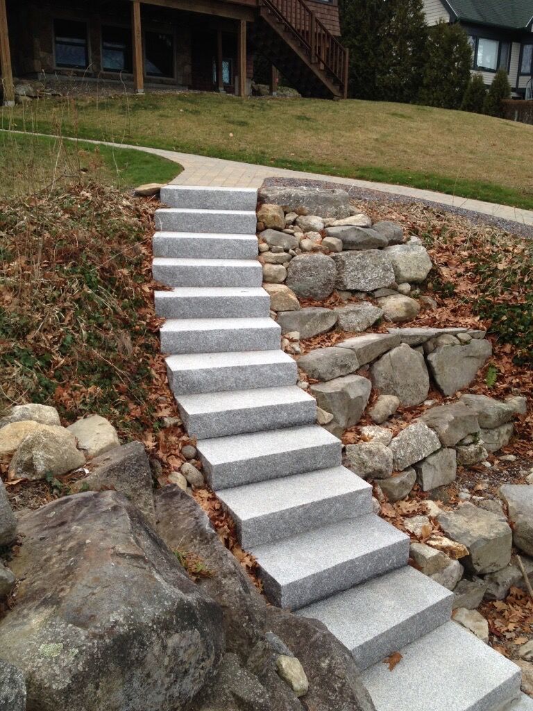Long Curved Granite Staircase